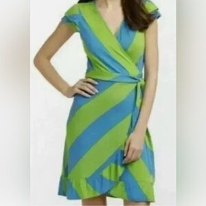 Lilly Pulitzer Adriel Wrap Dress Flutter Sleeve Always A Party Striped Size XL